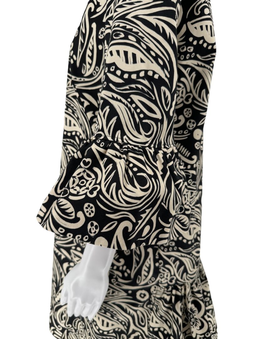 La DoubleJ Black & Ivory Printed Cotton 24/7 Dress – Size L- NWT