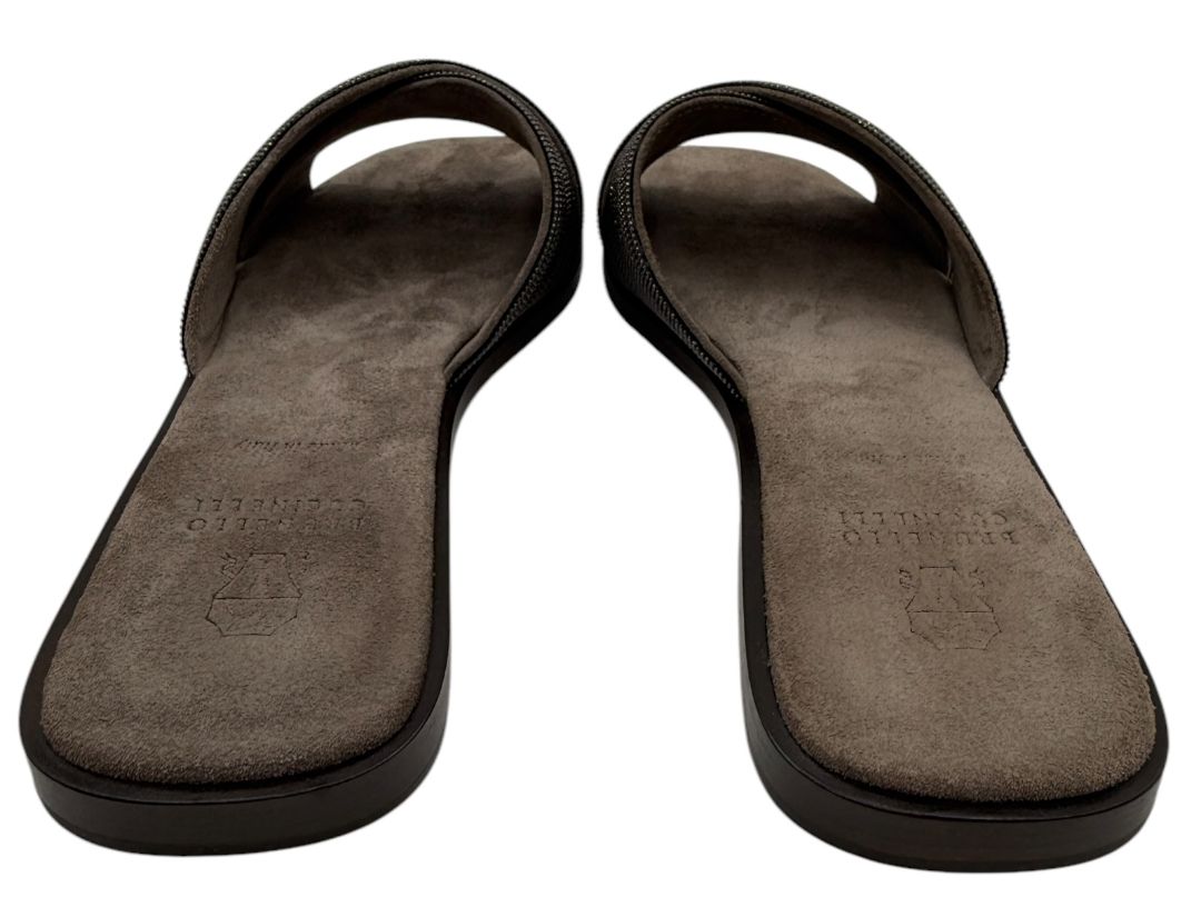 Brunello Cucinelli Embellished Criss Cross Flat Sandals - Sz 37