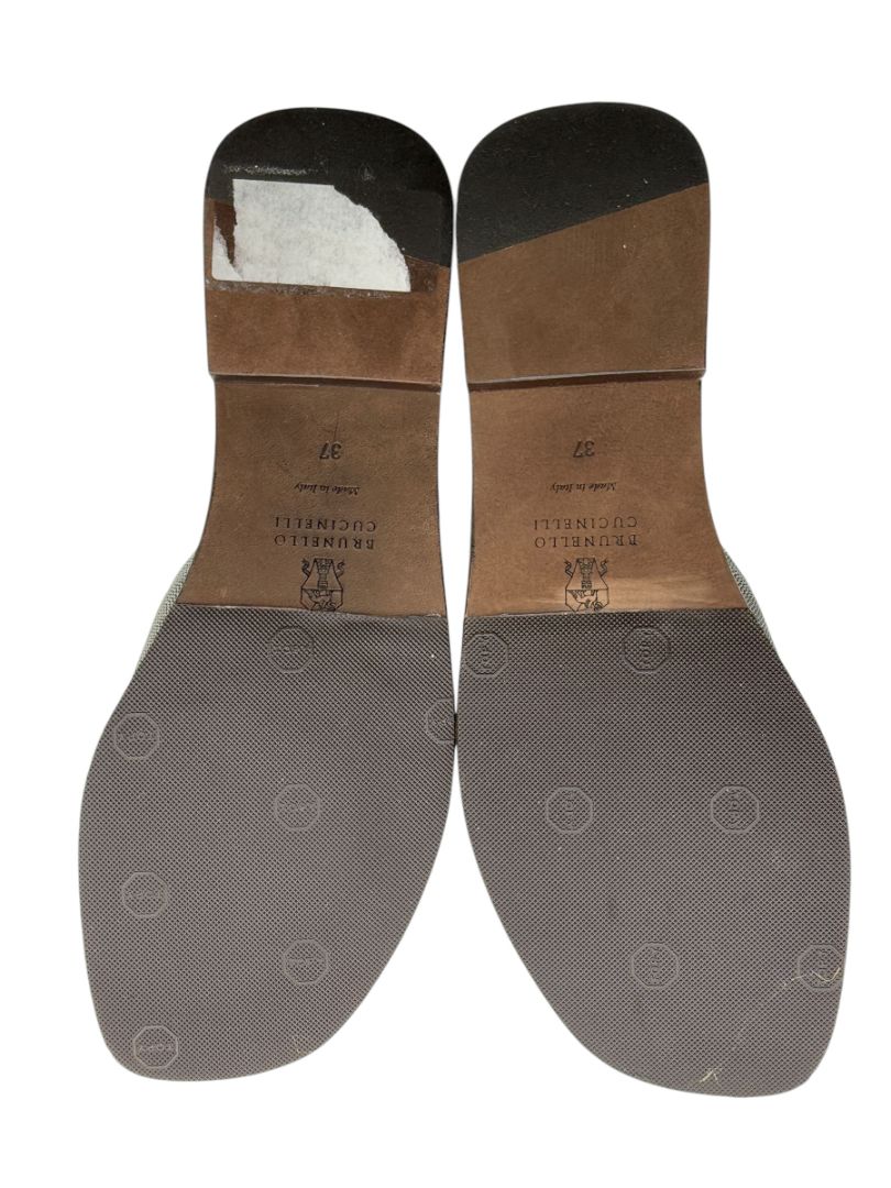 Brunello Cucinelli Embellished Criss Cross Flat Sandals - Sz 37