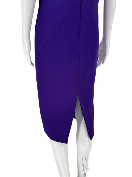 Pamella Roland Purple Textured Crepe V-Neck Dress – Fits Like a Large