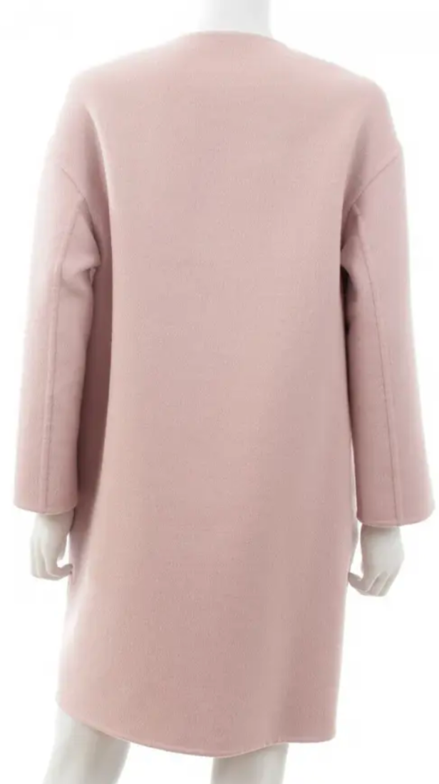 PRADA Collarless Coat Virgin Wool Angora Cashgora Pink Double-faced-Size 42