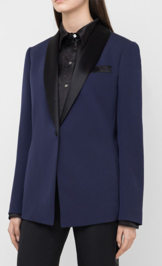 NWT - Lanvin Dark Blue Black Wool Tuxedo Style Jacket