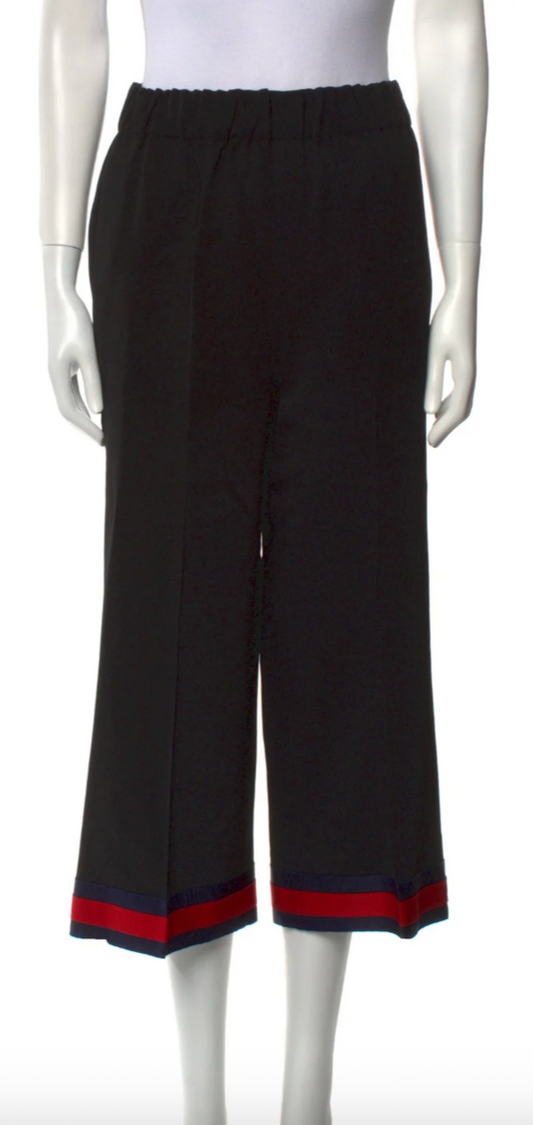 Gucci Black Viscose Wide-Leg Cropped Pants – Size 42