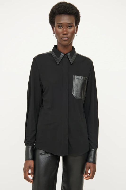 Victoria Beckham leather accent shirt