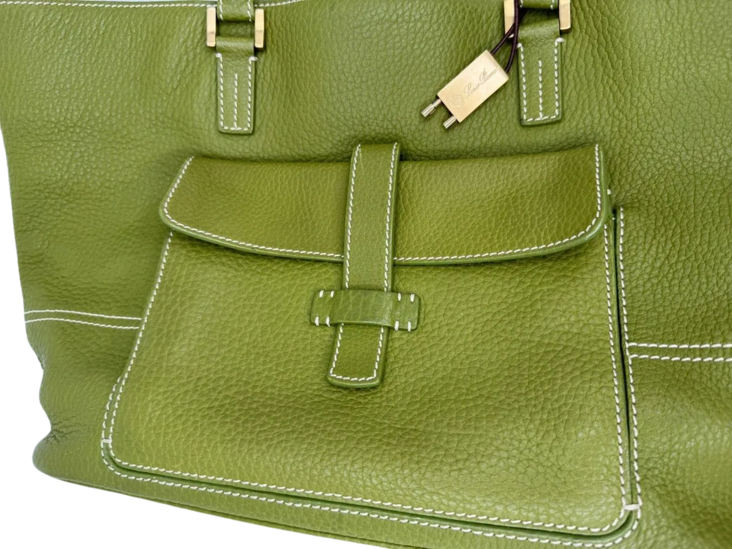 Loro Piana Sage Leather Globe Tote Bag