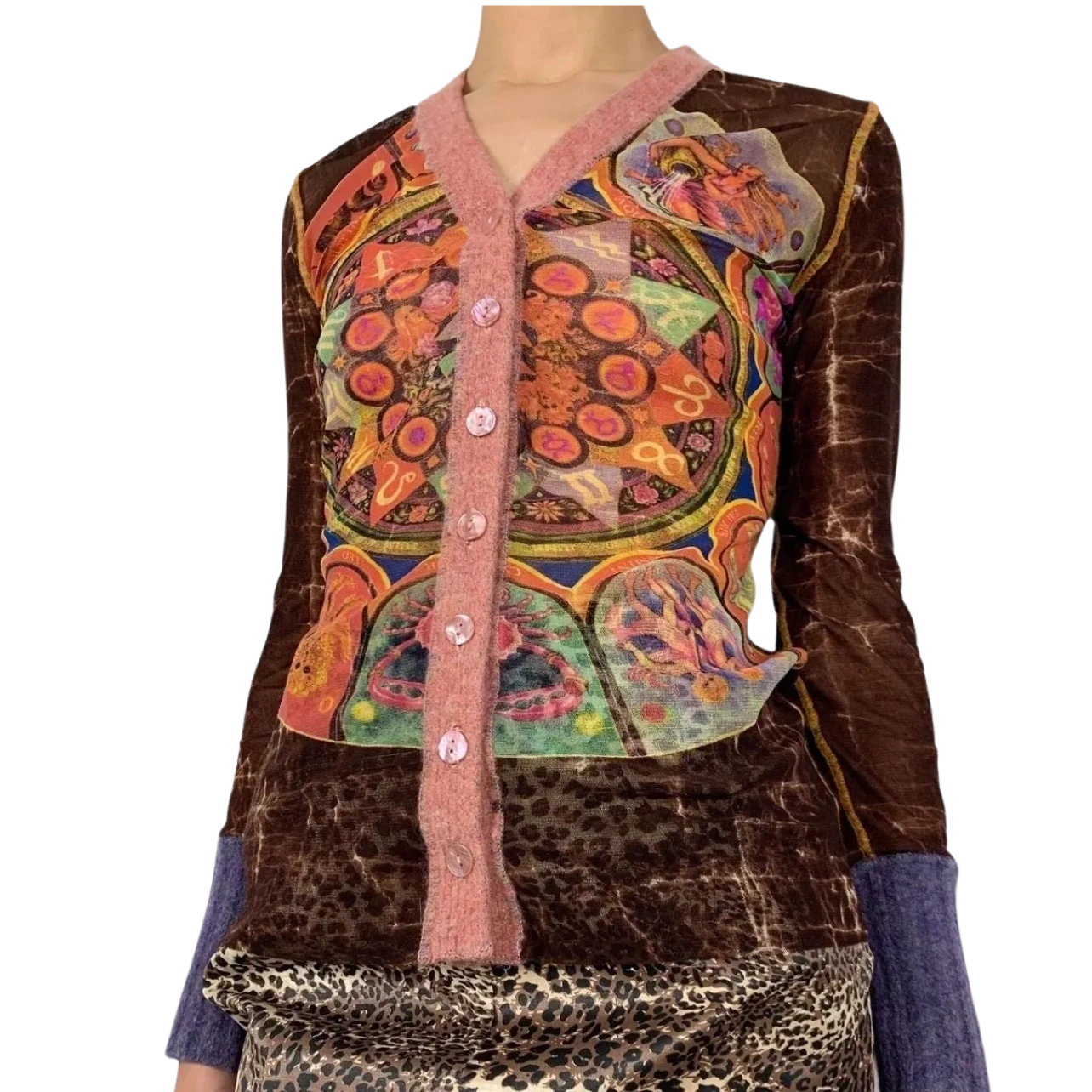 Vintage F/W 1998 Jean Paul Gaultier Zodiac/Astrology Mesh Cardigan