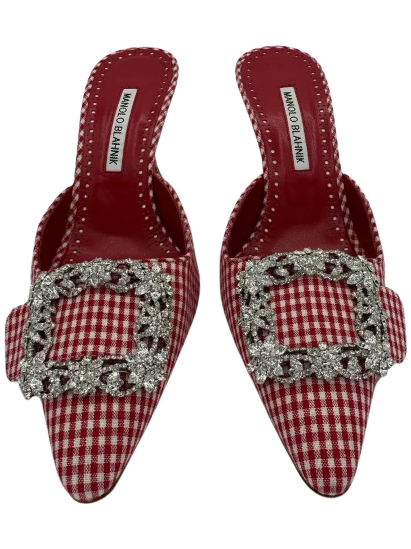 MANOLO BLAHNIK Gingham Hangisi Mules