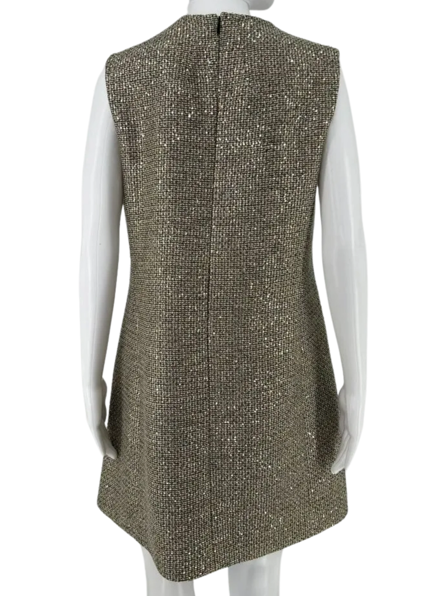 Saint Laurent Sleeveless Tweed Sparkly and Sequined Shift Dress – Size 44 FR