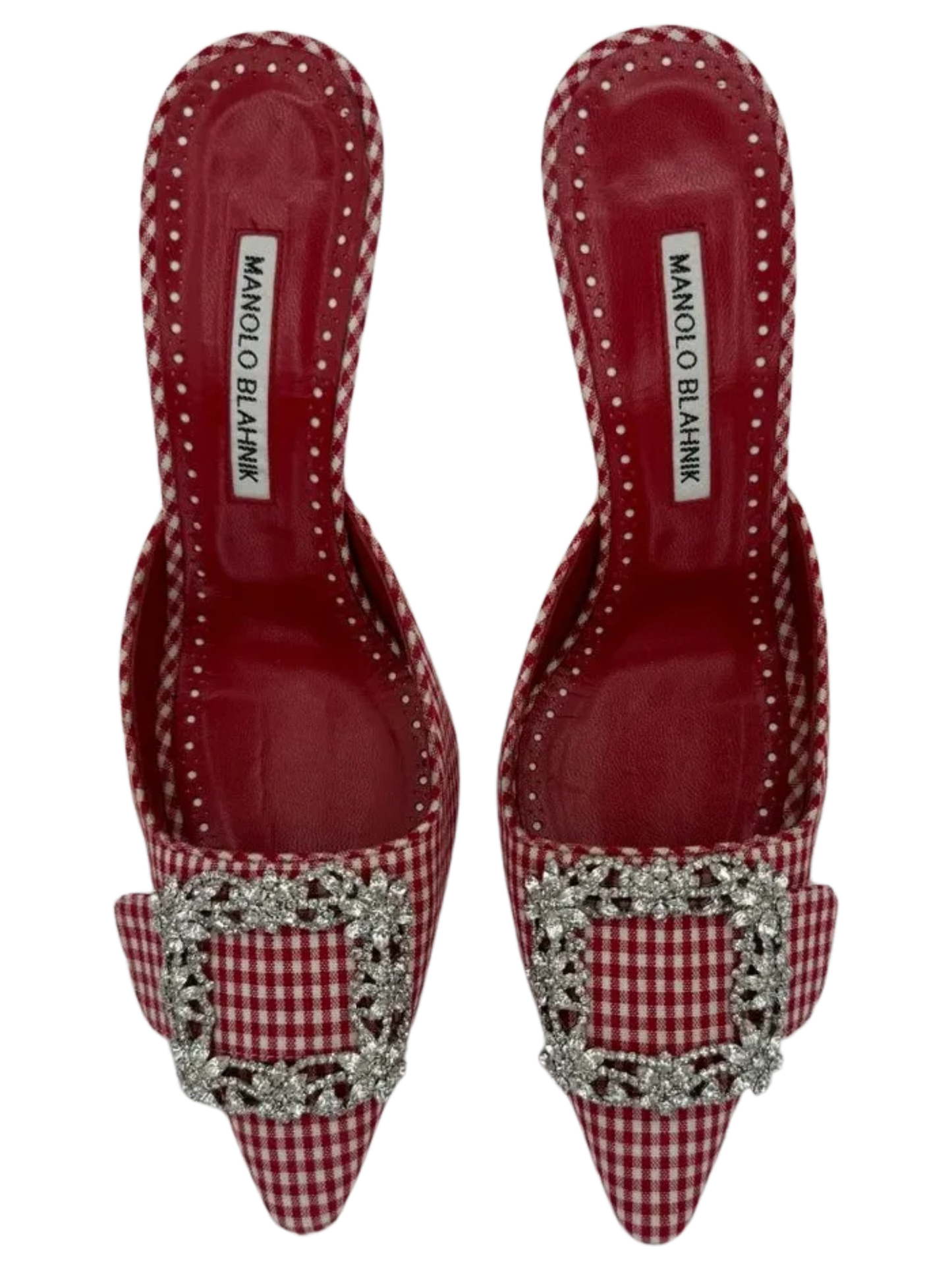 MANOLO BLAHNIK Gingham Hangisi Mules