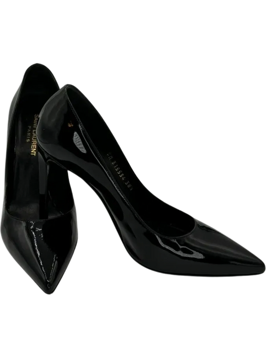 Saint Laurent Black Patent Leather Pointed Toe Pumps