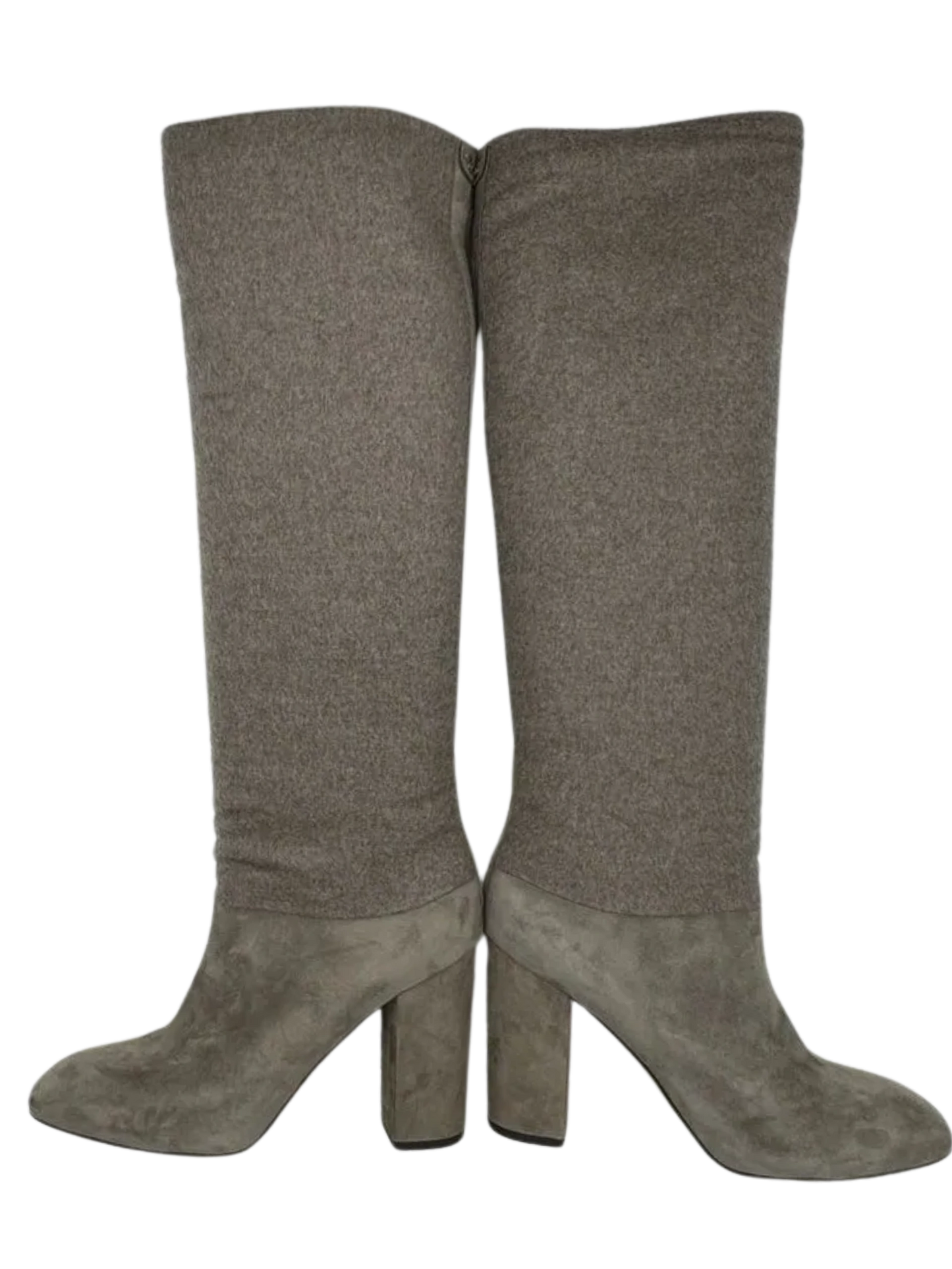 Loro Piana Grey Cashmere/Suede Knee-High Boots