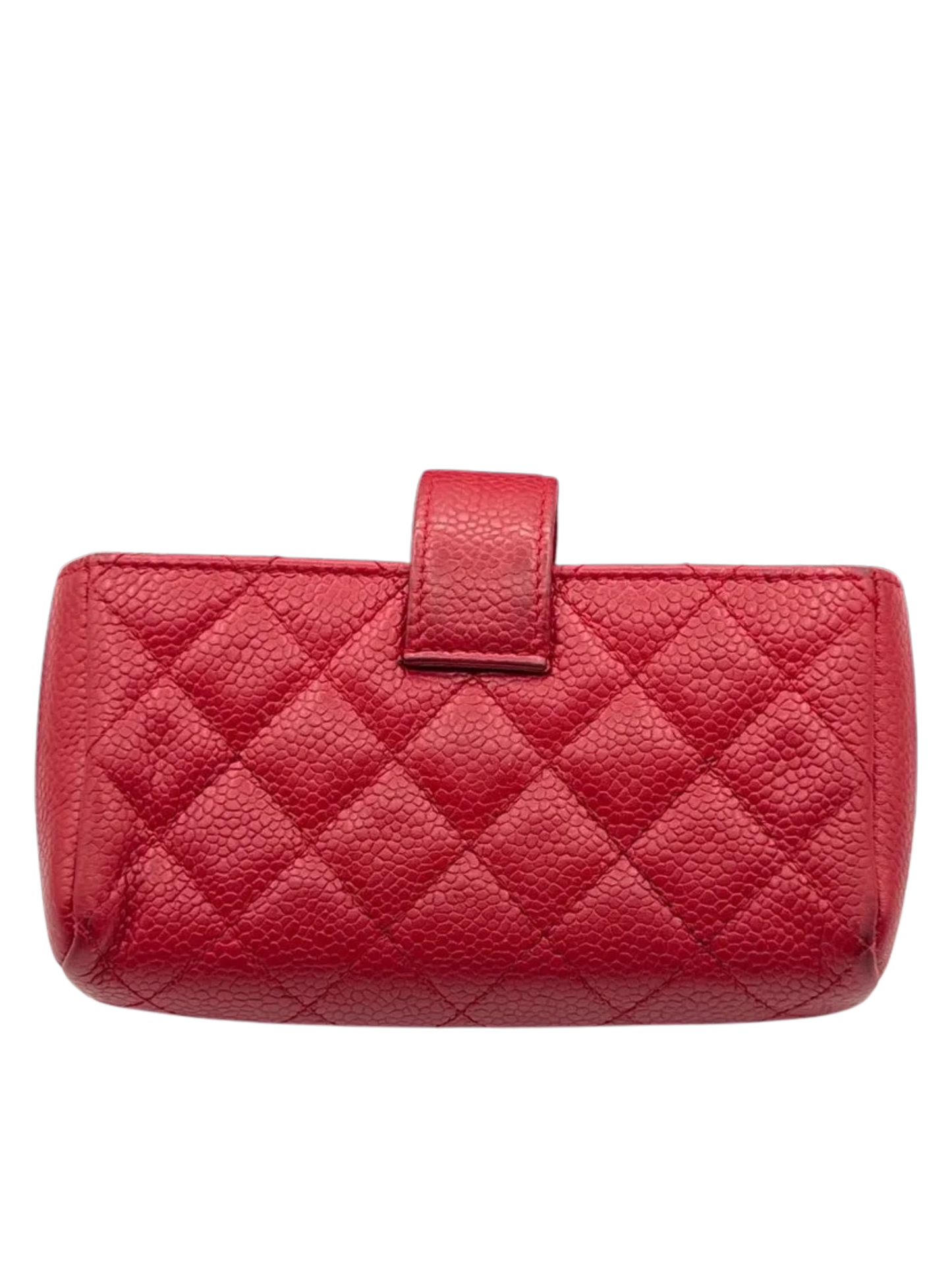 Chanel Red Quilted Leather CC Pouch