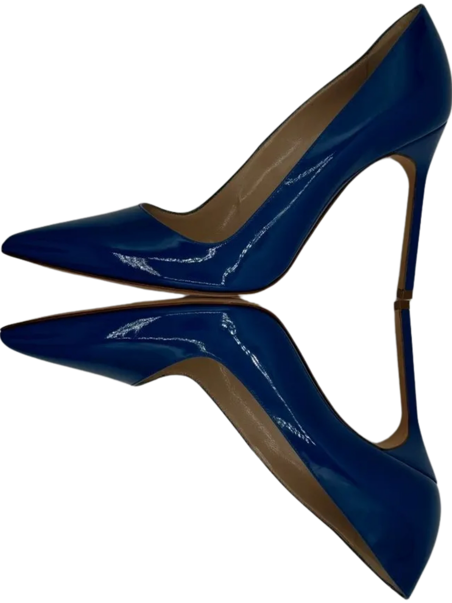 Manolo Blahnik Blue Patent Leather BB Pointed Toe Pumps