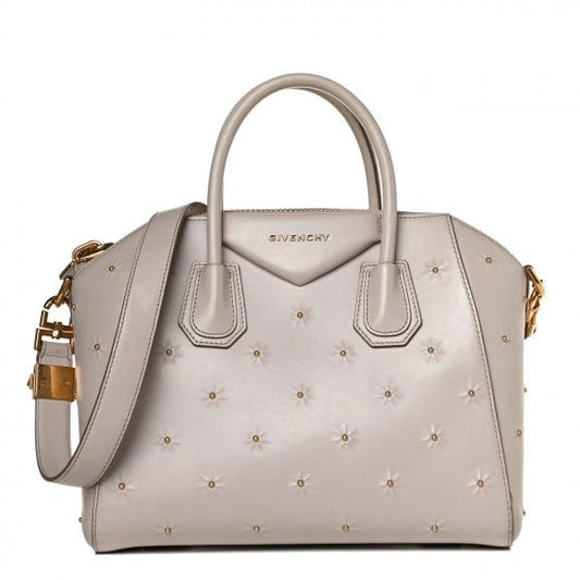 Givenchy Calfskin Studded Antigona Ecru