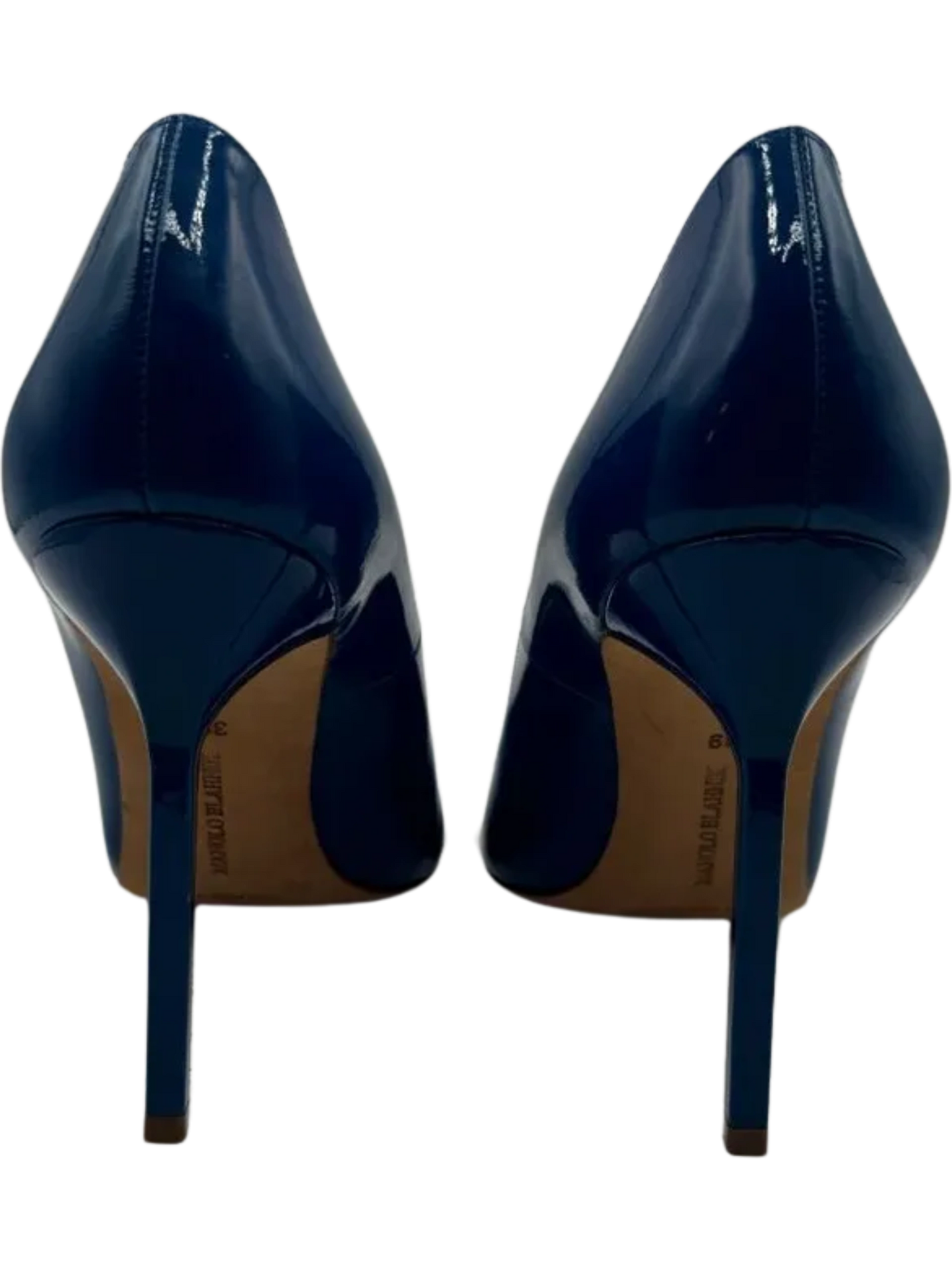 Manolo Blahnik Blue Patent Leather BB Pointed Toe Pumps