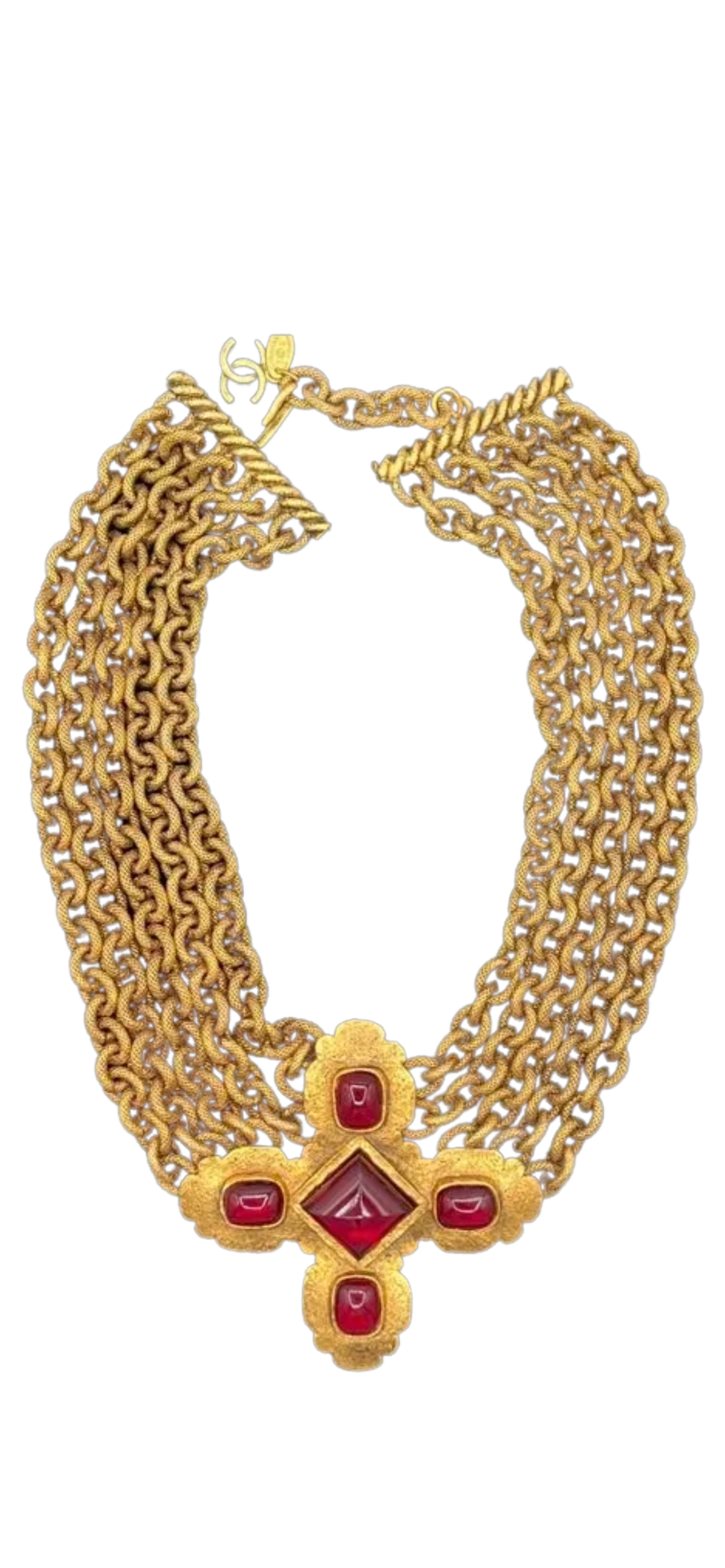 **SUPER RARE**CHANEL VINTAGE GRIPOIX GOLD BYZANTINE NECKLACE