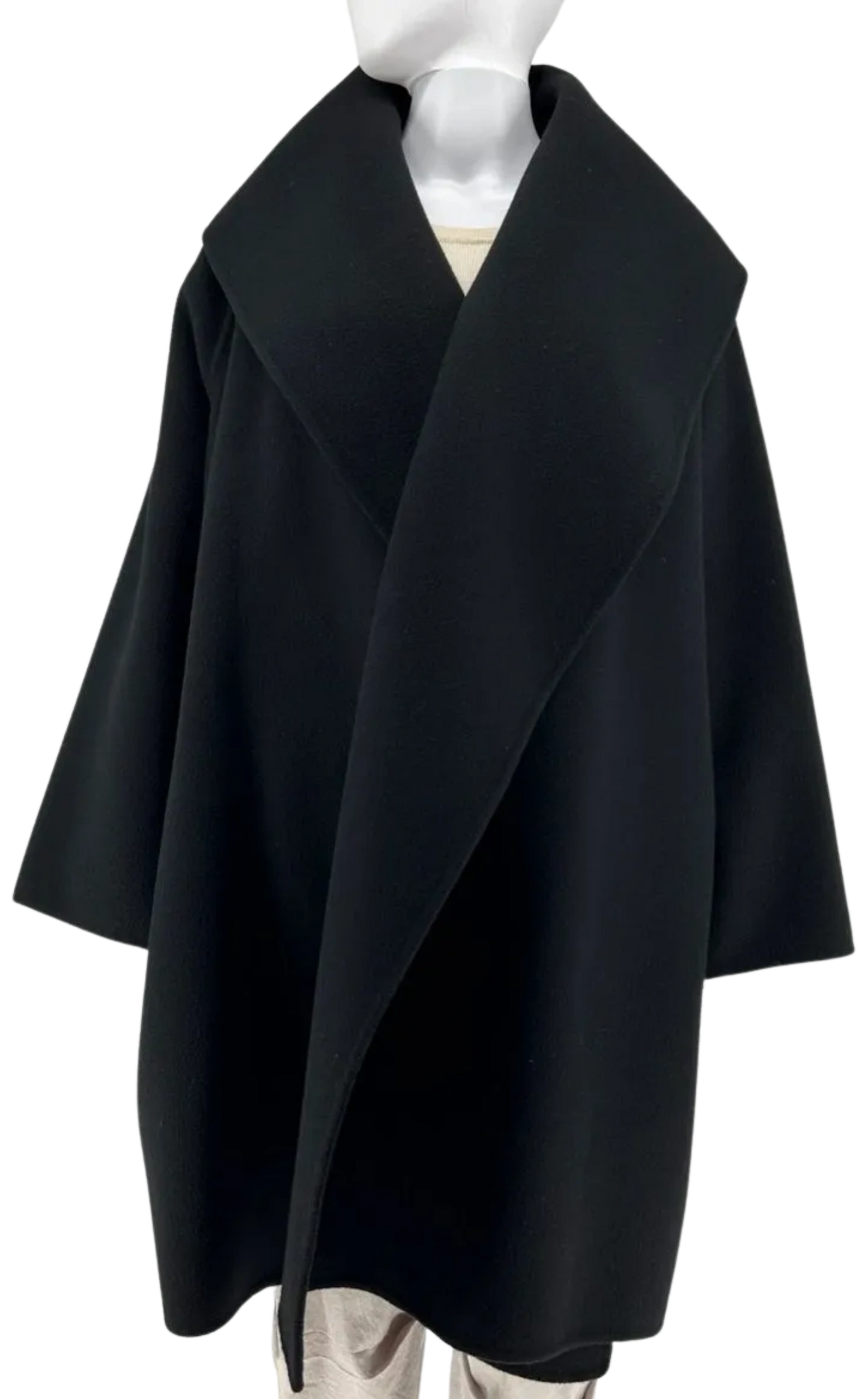 Bottega Veneta Double-faced Black Cashmere Shawl Collar ¾ length Coat/Jacket - Size 38