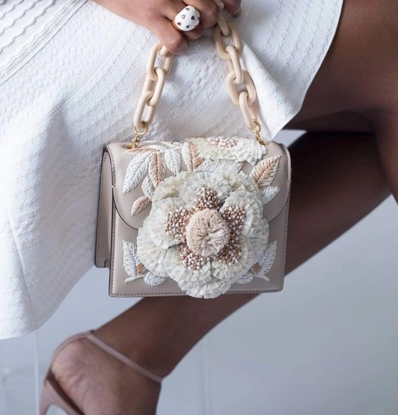 Oscar De La Renta - Mini TRO Nappa Raffia Embroidered Bag