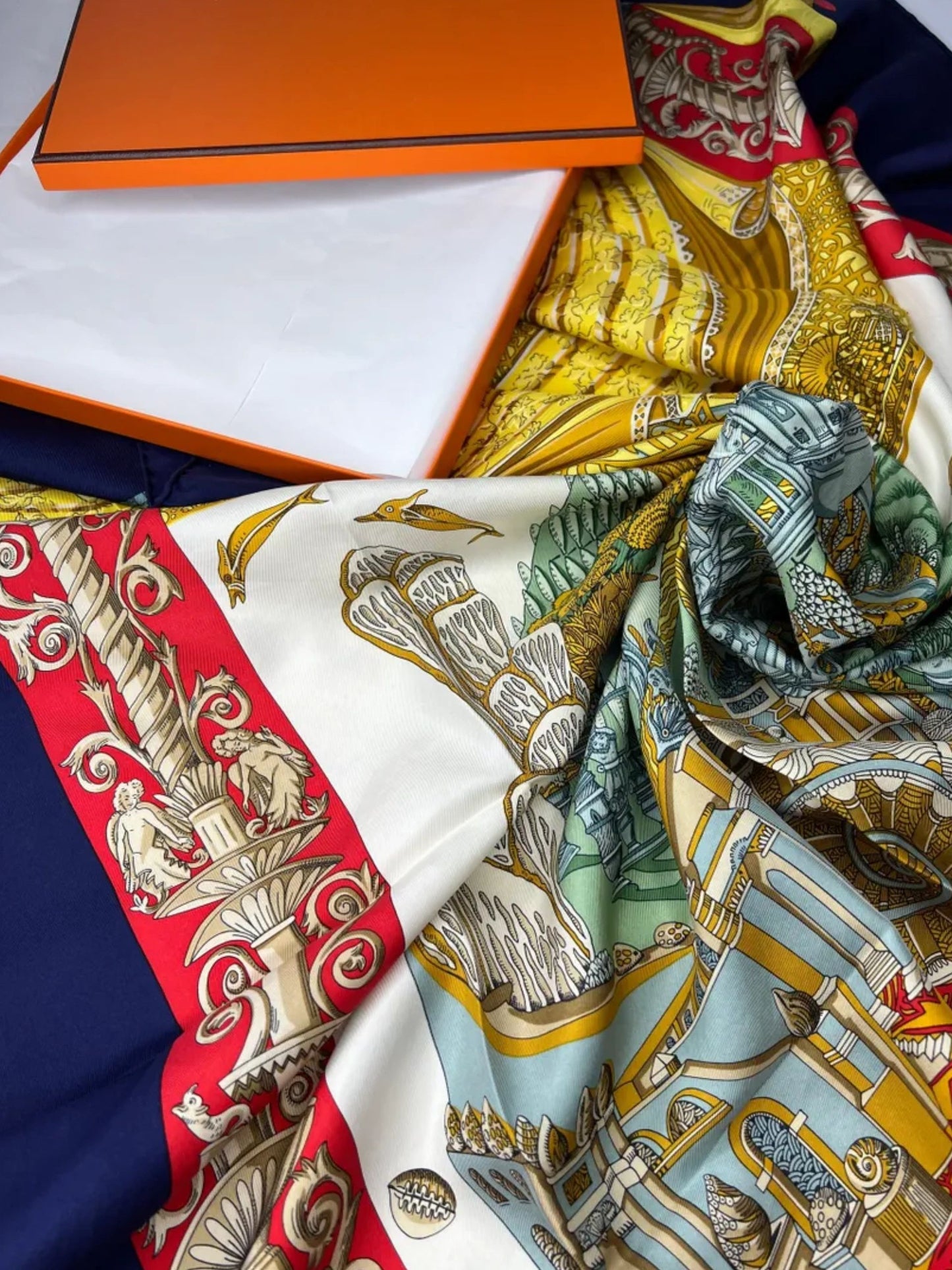 Hermes "L'Atlantide" Blue Scarf