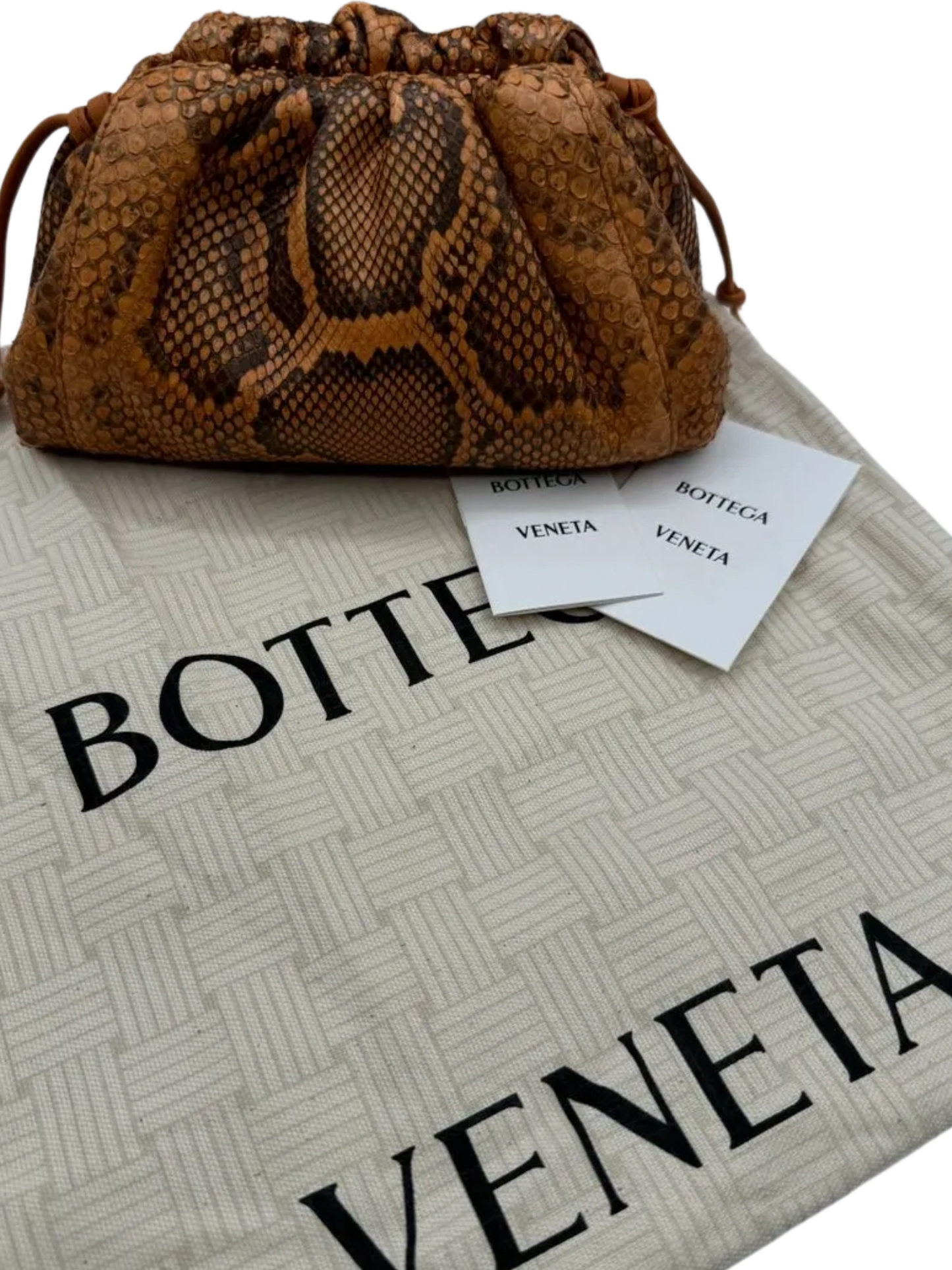 Bottega Veneta Clay Suntan Python Small Pouch Crossbody