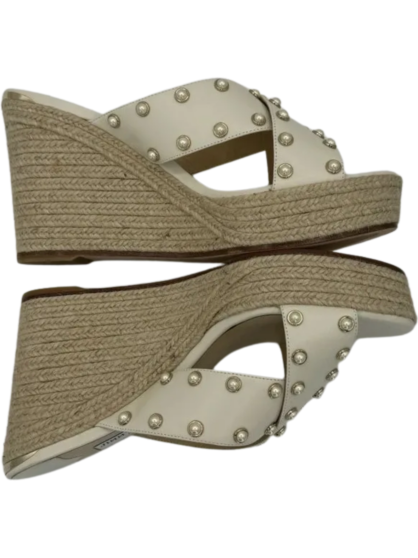 *NEW* Jimmy Choo Dovina Studded Creamy White Wedge Sandals