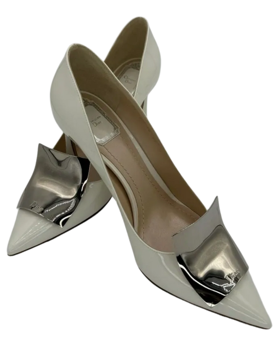 *NEW* Christian Dior White Patent Leather "Instinct" Pointed Toe Pumps