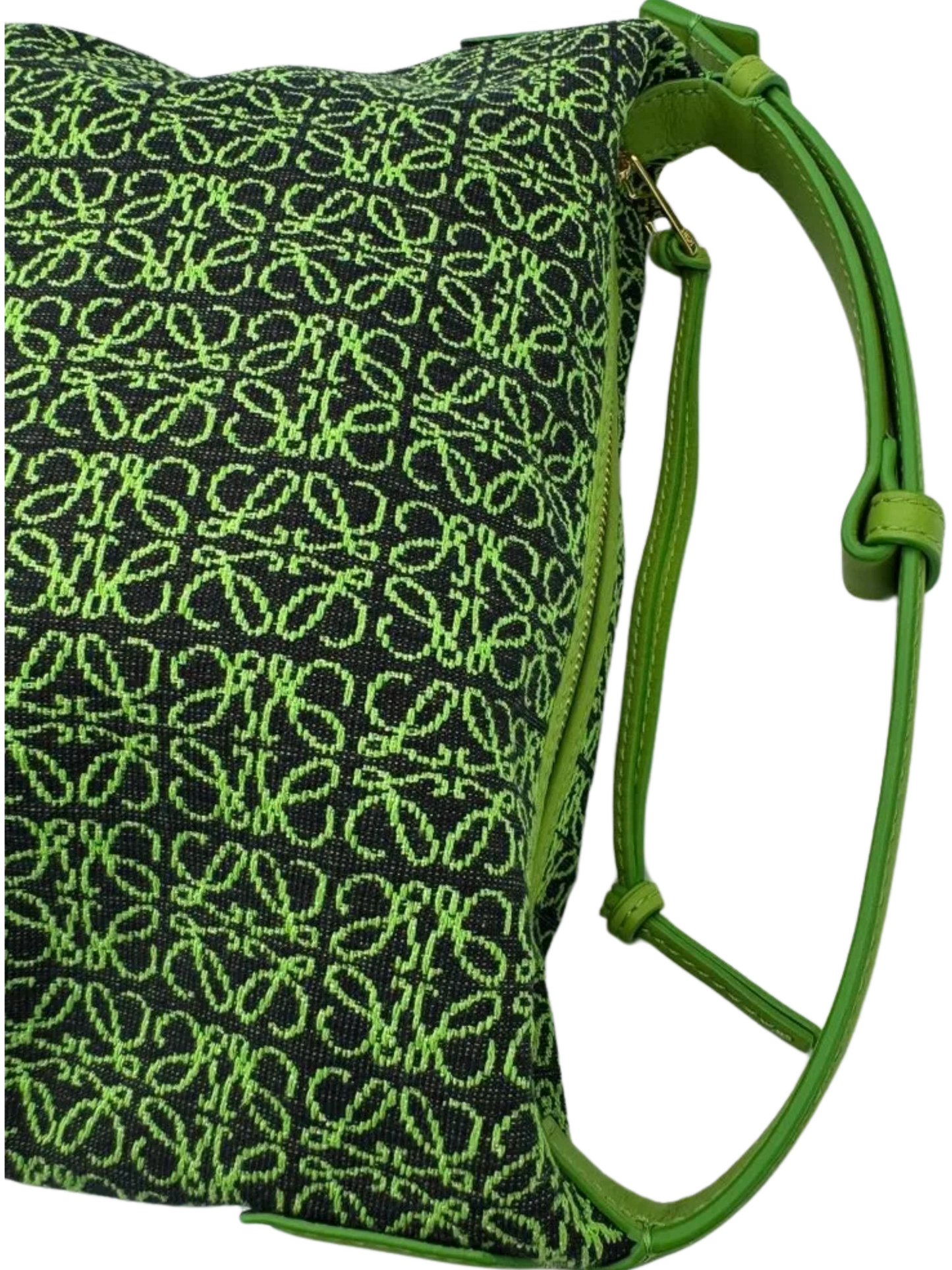 LOEWE Jacquard Anagram Calfskin Small Cubi Bag Apple Green