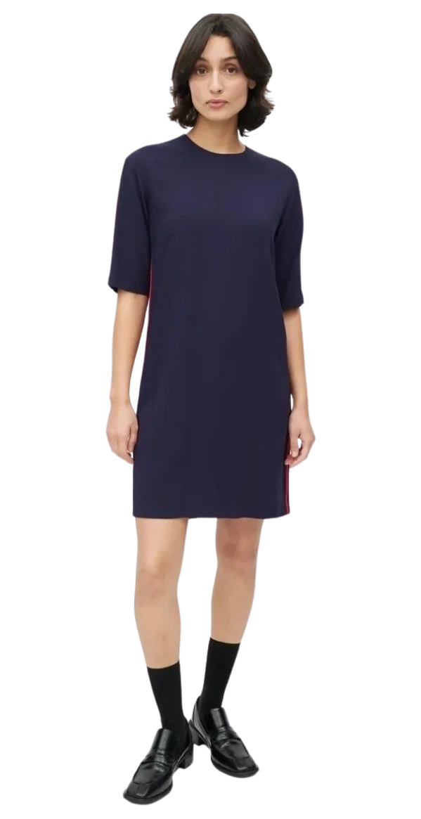 Gucci Dress Stretch Blue Jersey Tunic with Iconic Ribbon