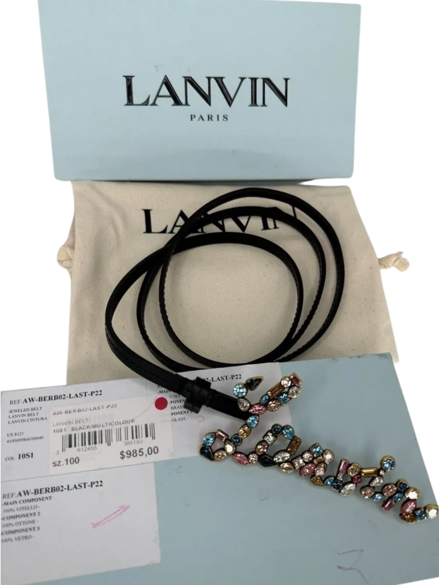 Lanvin Jewelled Logo Detailed Belt