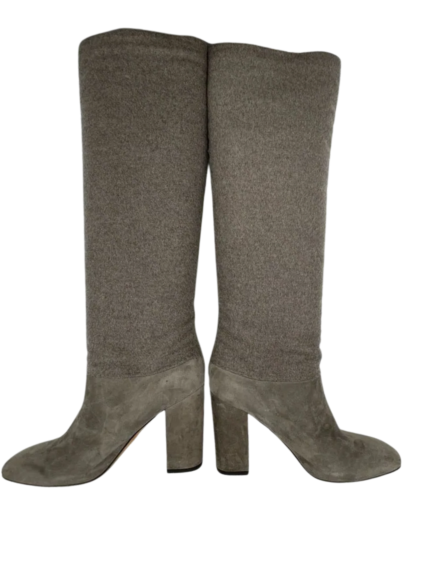 Loro Piana Grey Cashmere/Suede Knee-High Boots