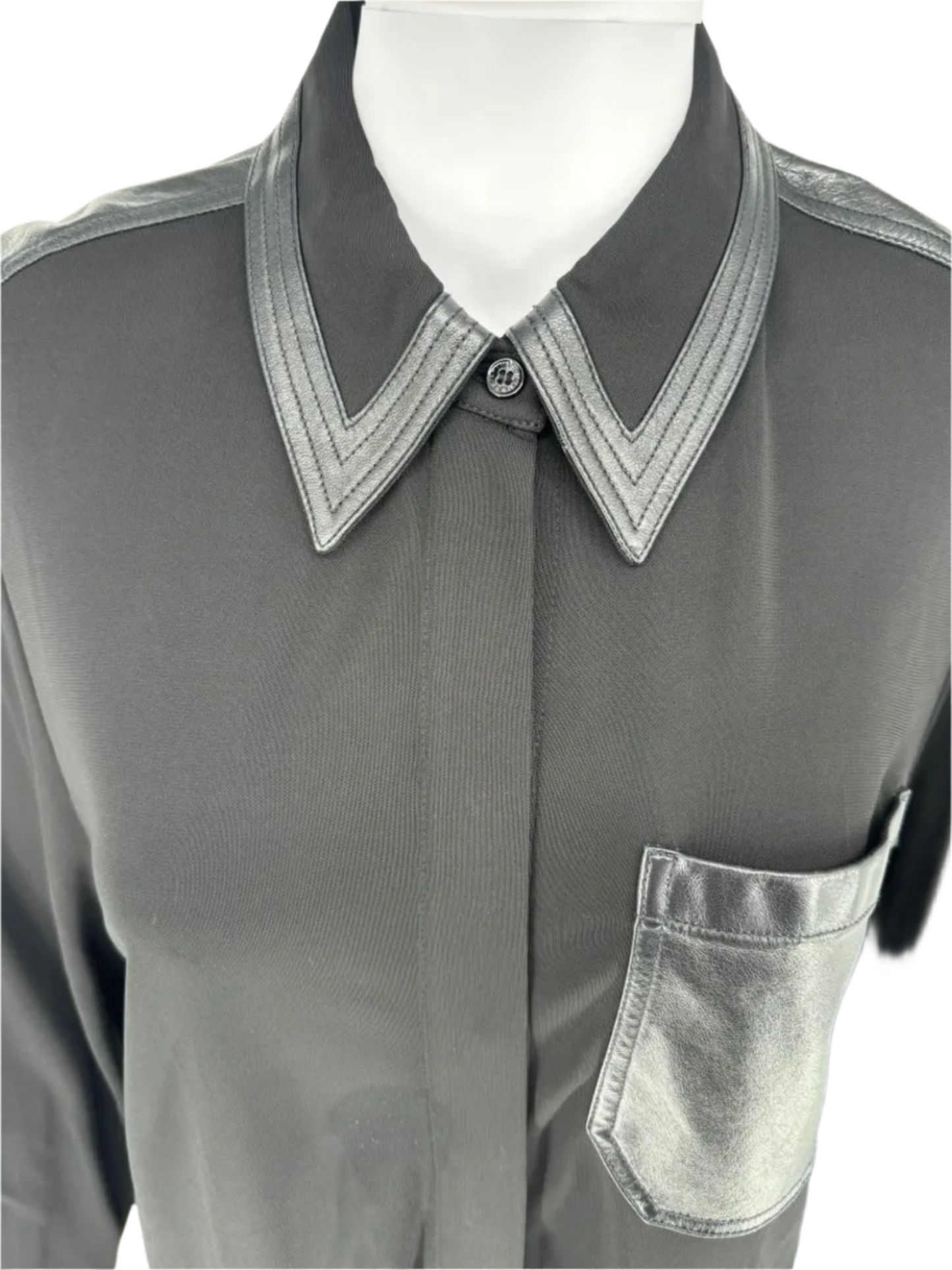 Victoria Beckham leather accent shirt