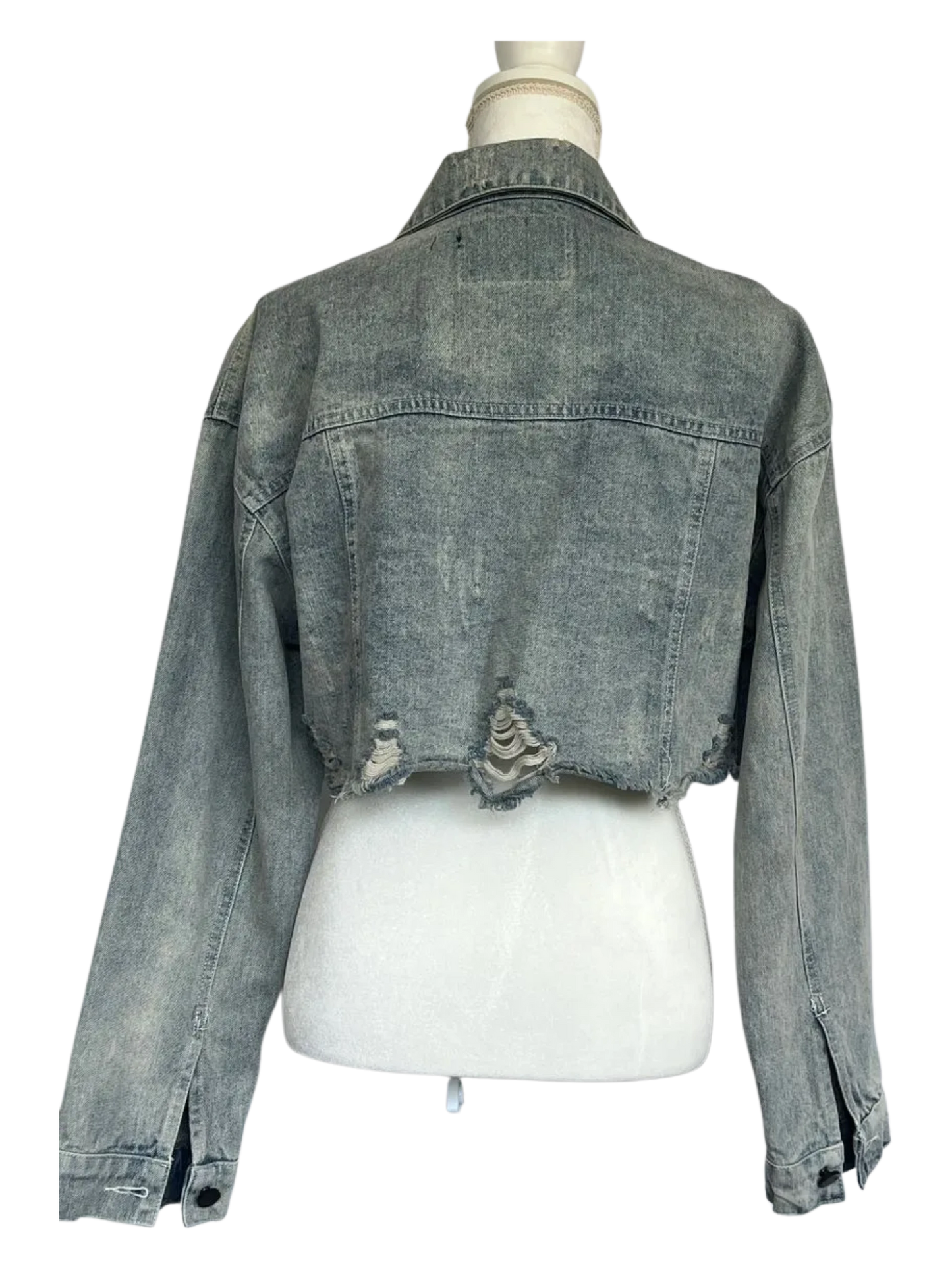 Alexander Wang Distressed Denim Crop Jacket