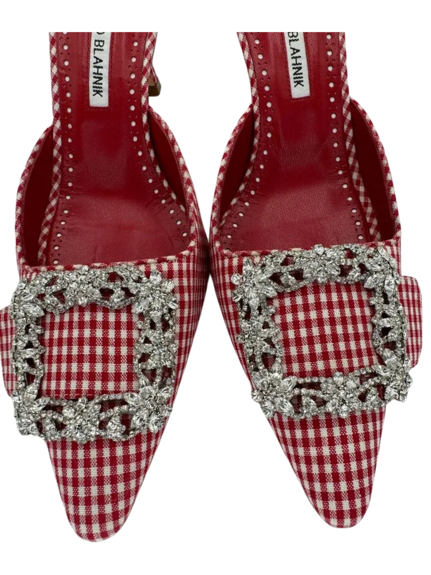 MANOLO BLAHNIK Gingham Hangisi Mules