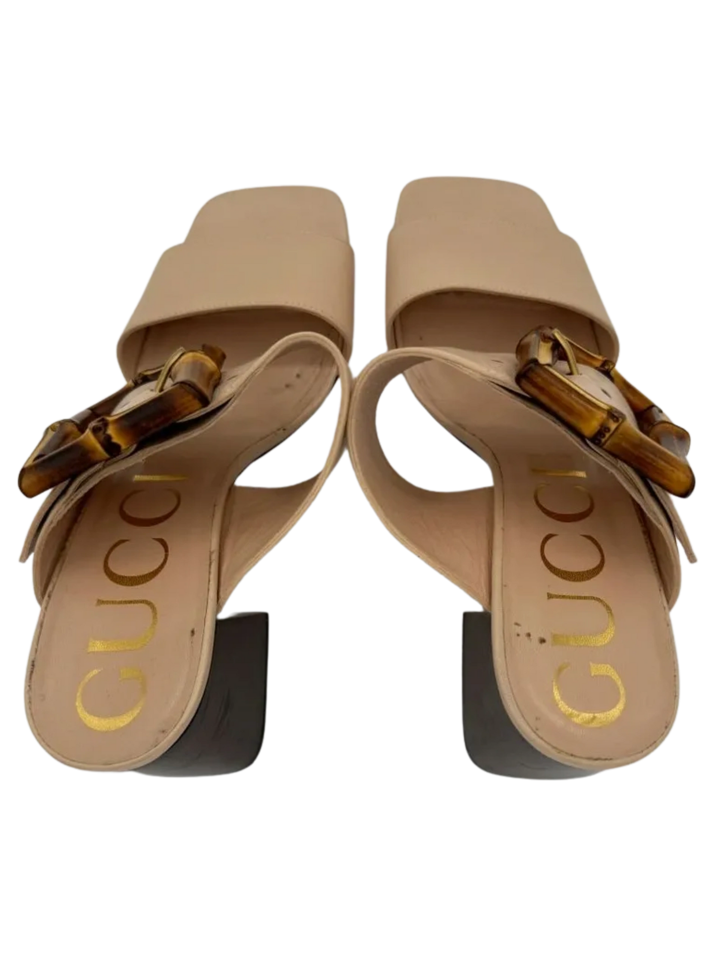 Gucci Beige Sandal With Bamboo Buckle