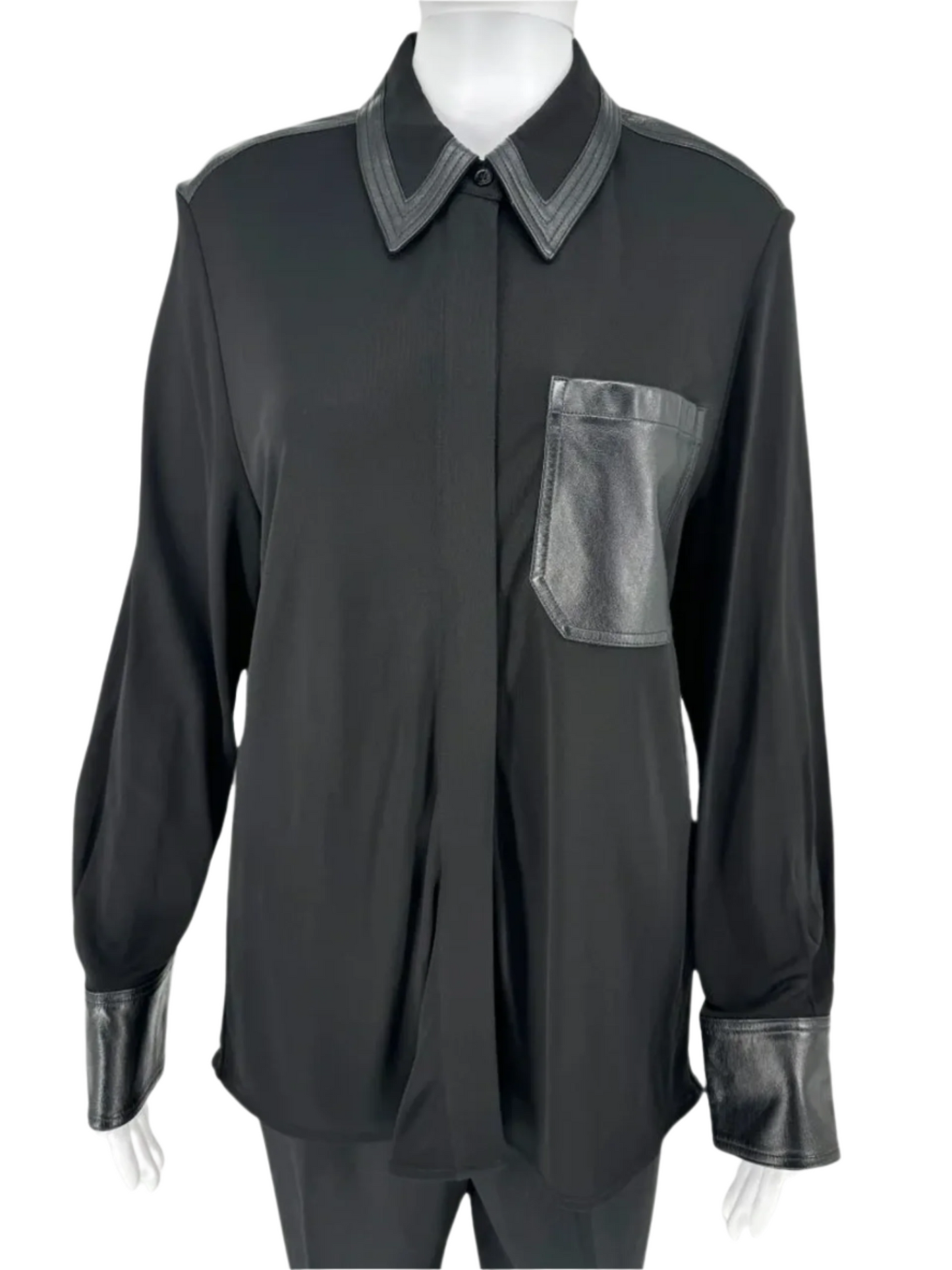 Victoria Beckham leather accent shirt