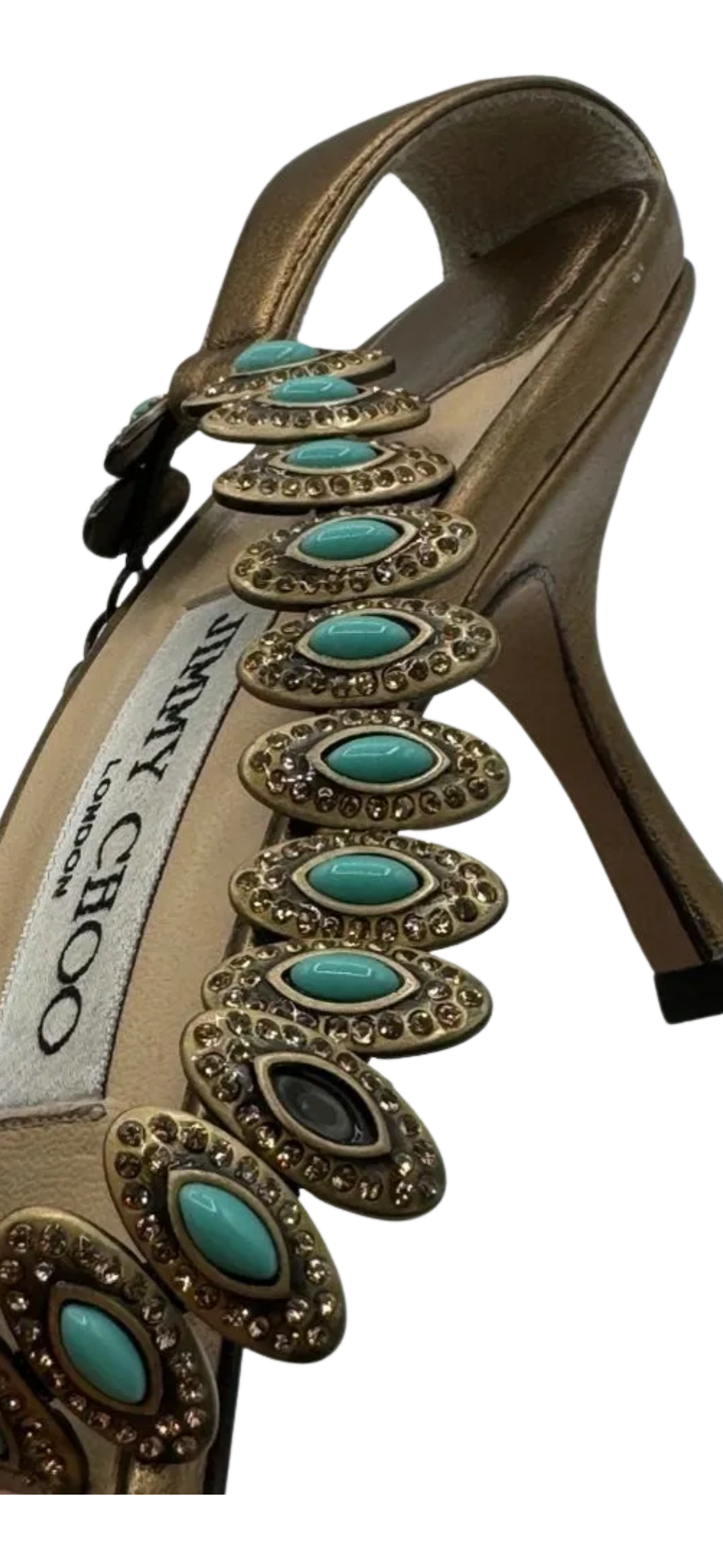 Jimmy Choo Heeled Sandals Adorned With Turquoise Jewels