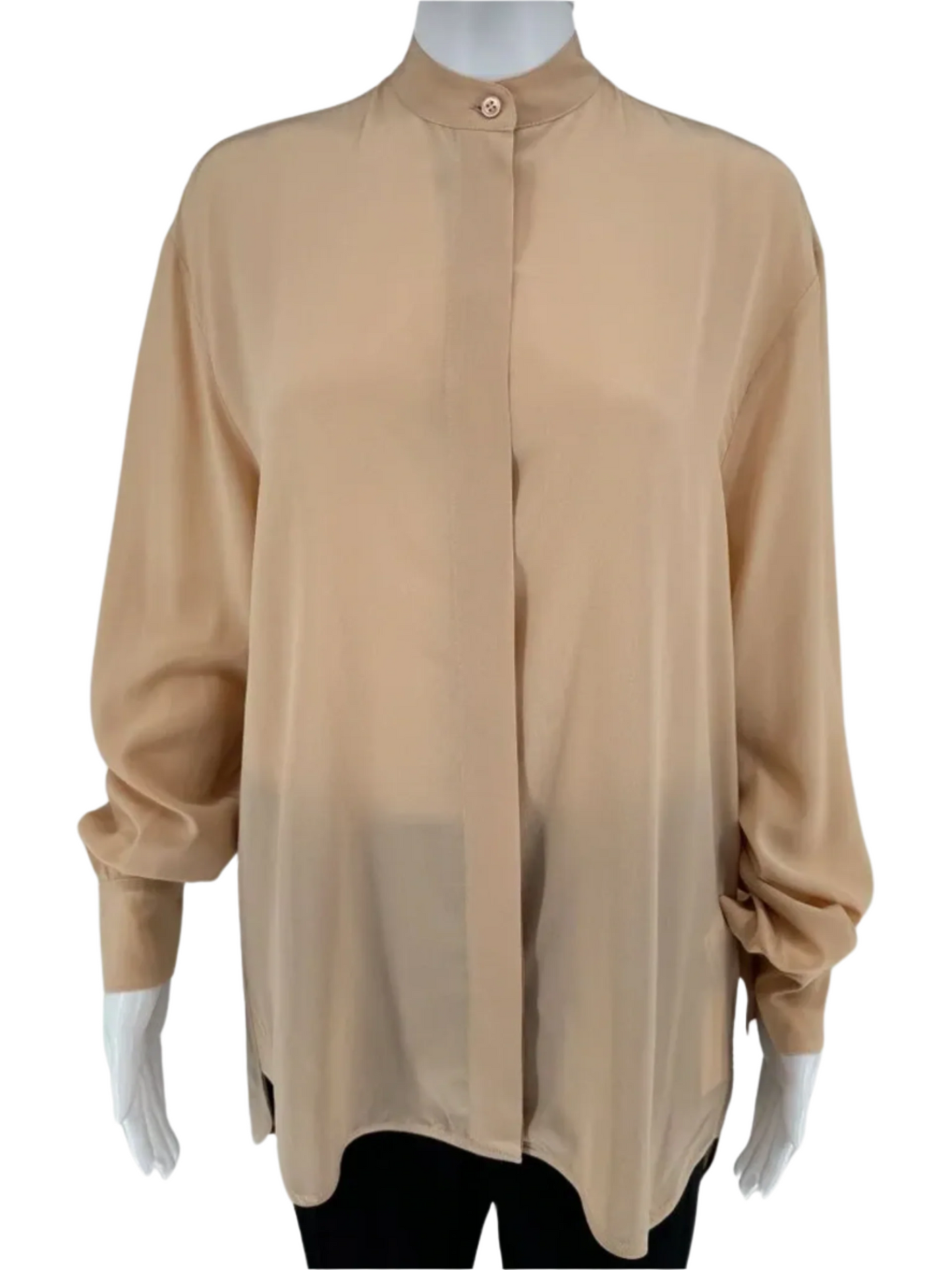 NWT Givenchy Silk Shirt With Detachable Pleated Scarf In Blush - FR 34