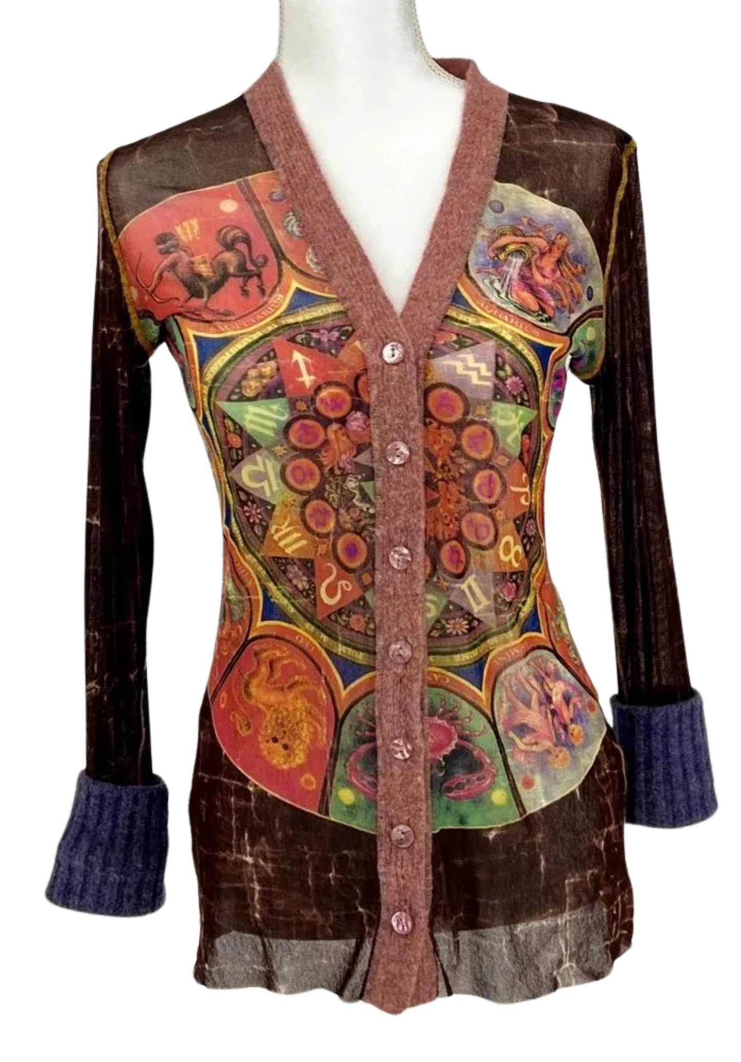 Vintage F/W 1998 Jean Paul Gaultier Zodiac/Astrology Mesh Cardigan