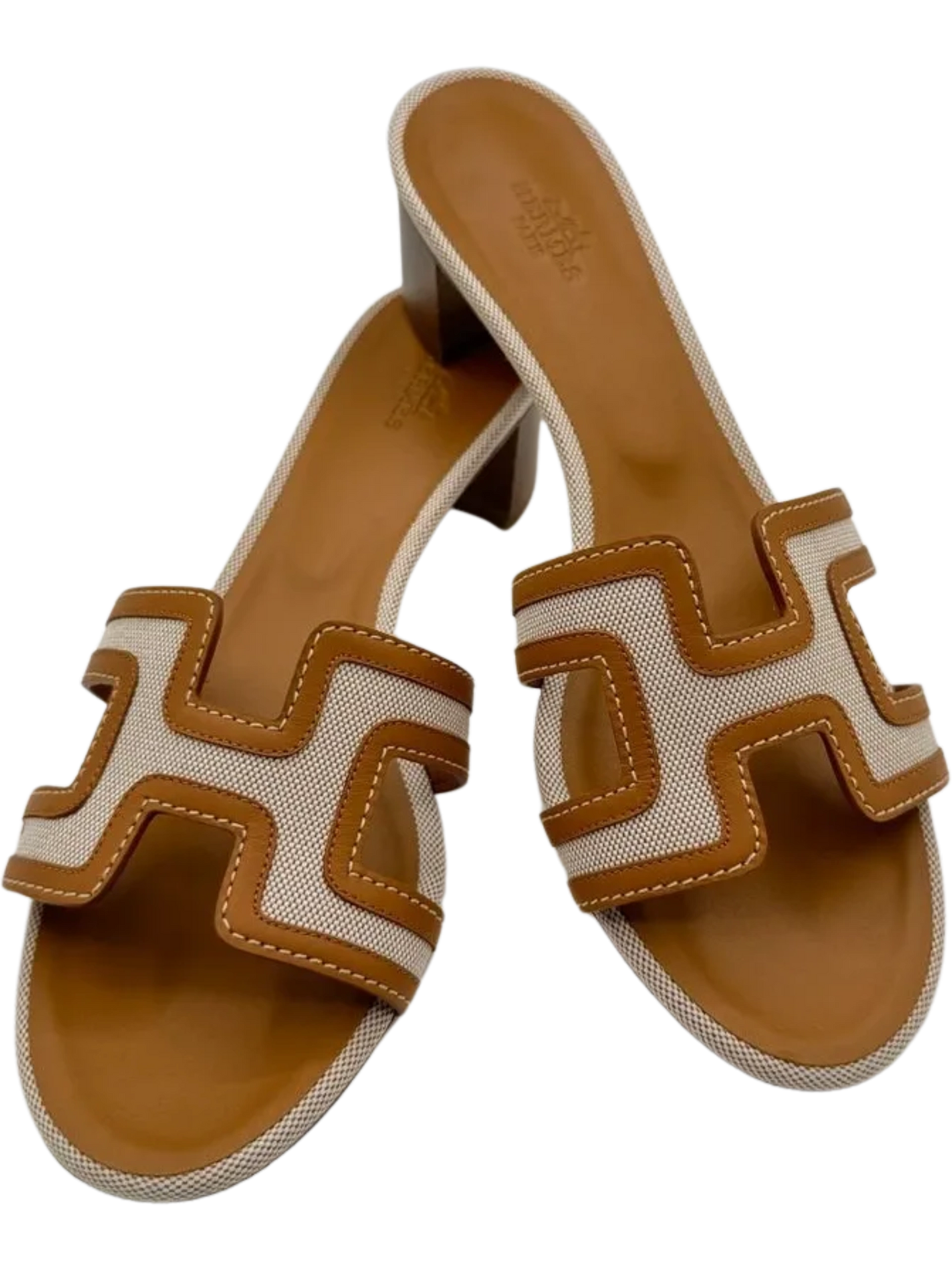 Calfskin Canvas Oasis Sandals Noisette Beige Dore