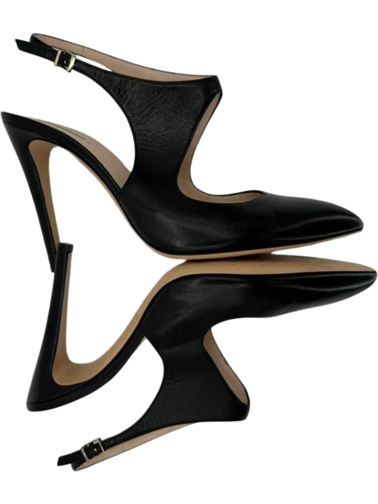 Giorgio Armani Black Leather Slingbacks