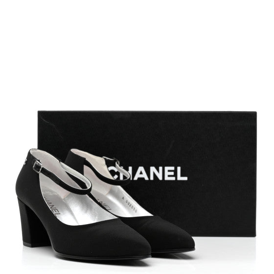 Chanel Crepe Satin Mary Jane Pumps Size 39.5