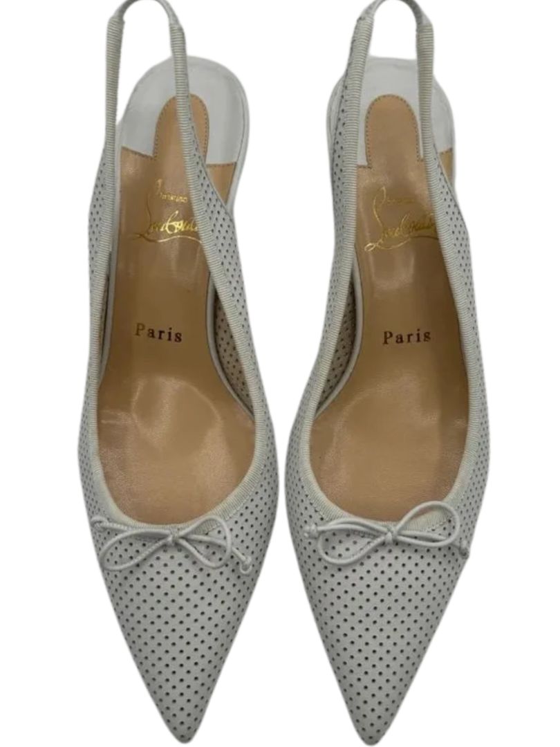 *NEW* Christian Louboutin HALL SLING PUMP Perforated Leather Heels - Suze 39.5