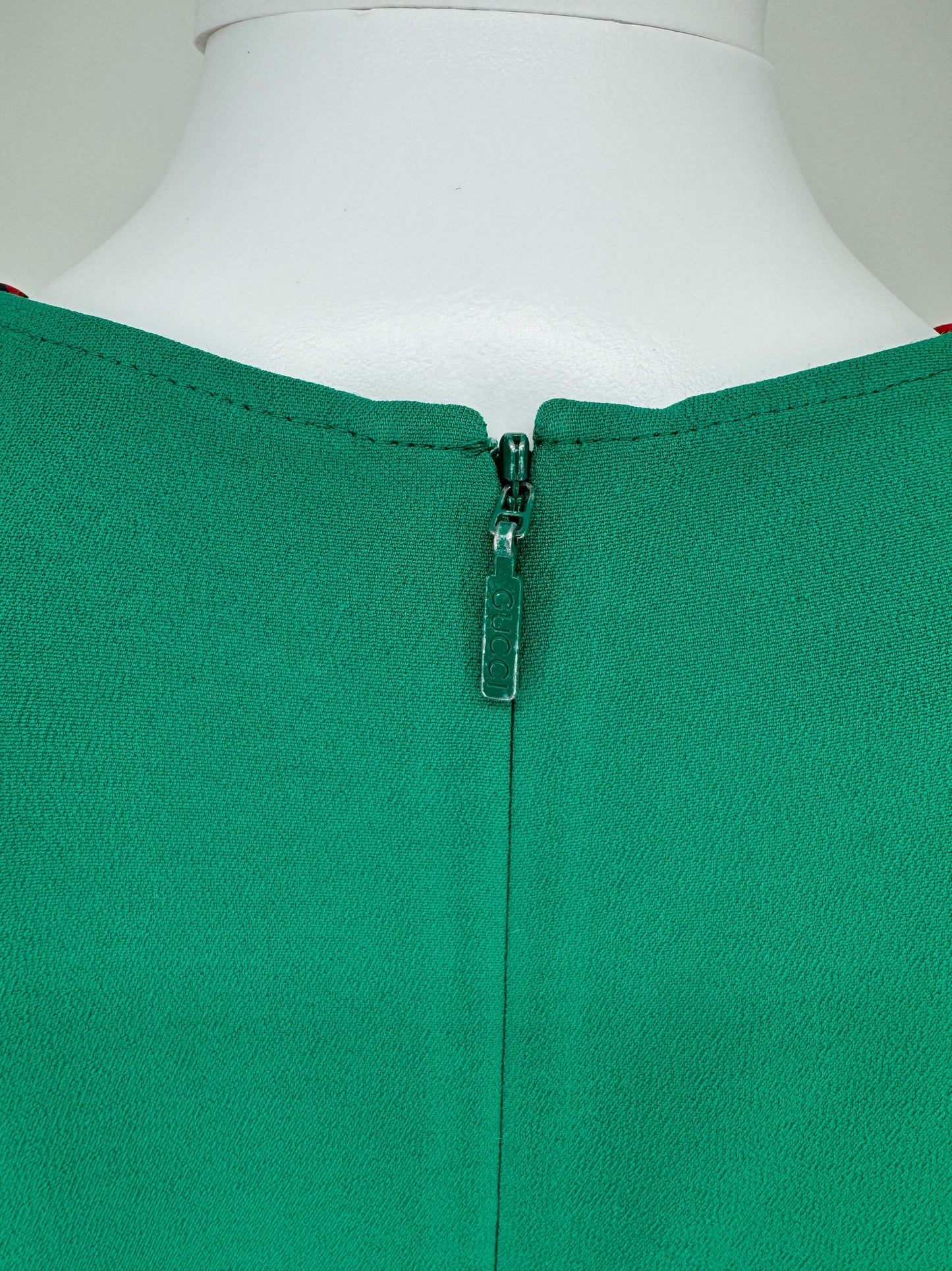 Gucci Dress Stretch Green Jersey Tunic with Iconic Ribbon