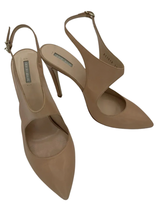 *NEW* Giorgio Armani Nude Leather Slingbacks