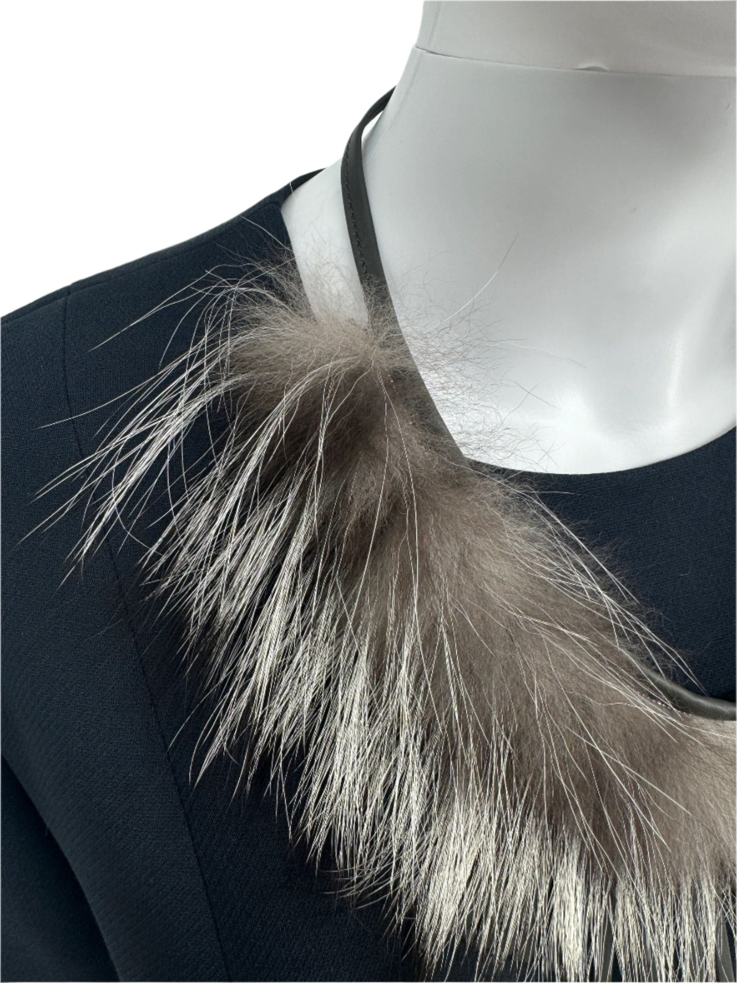 Brunello Cucinelli Fox Fur & Leather Necklace