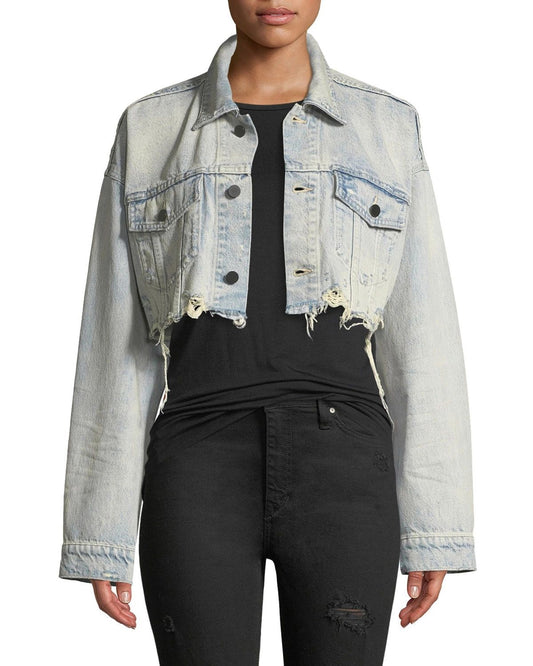 Alexander Wang Distressed Denim Crop Jacket