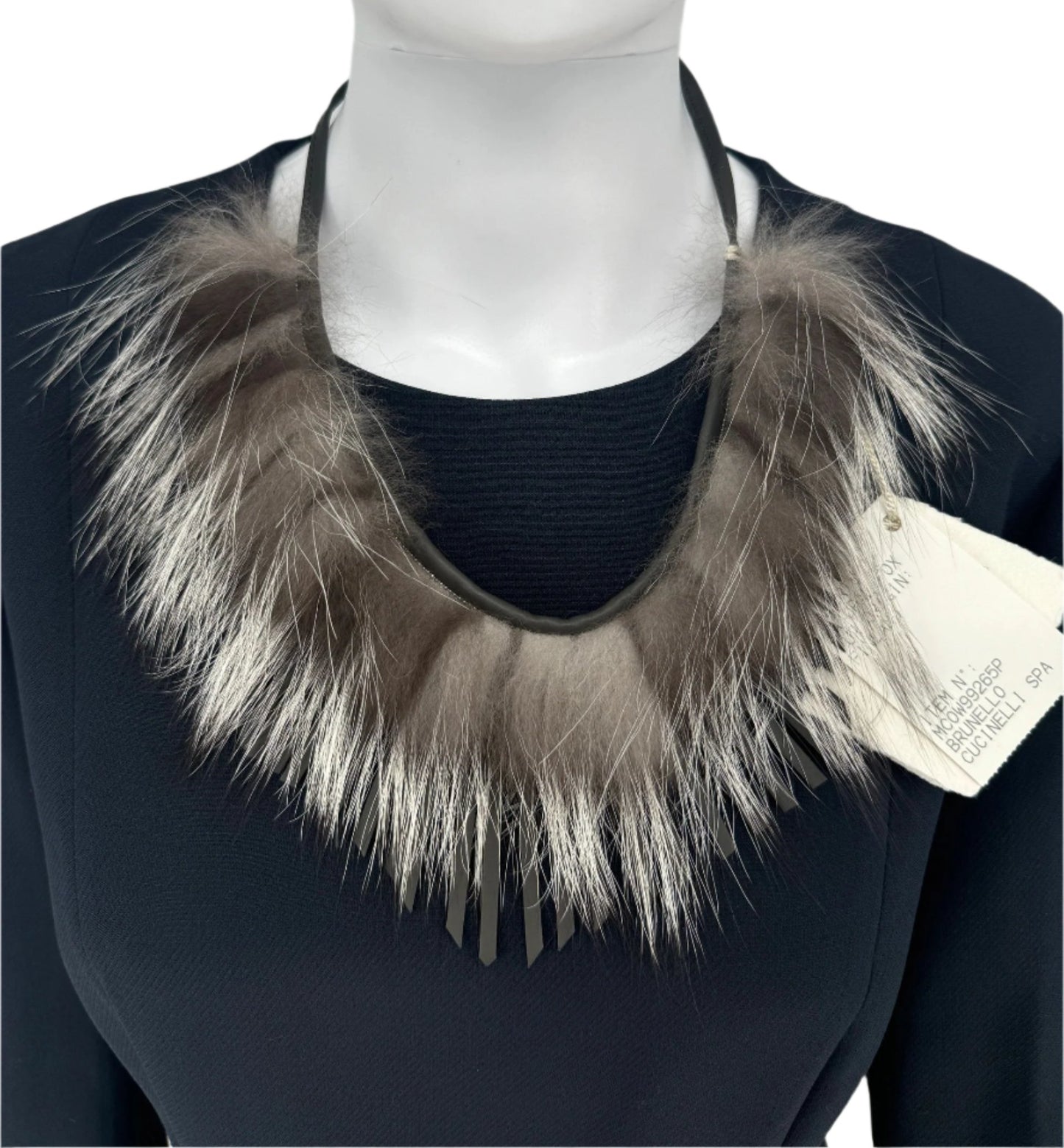 Brunello Cucinelli Fox Fur & Leather Necklace