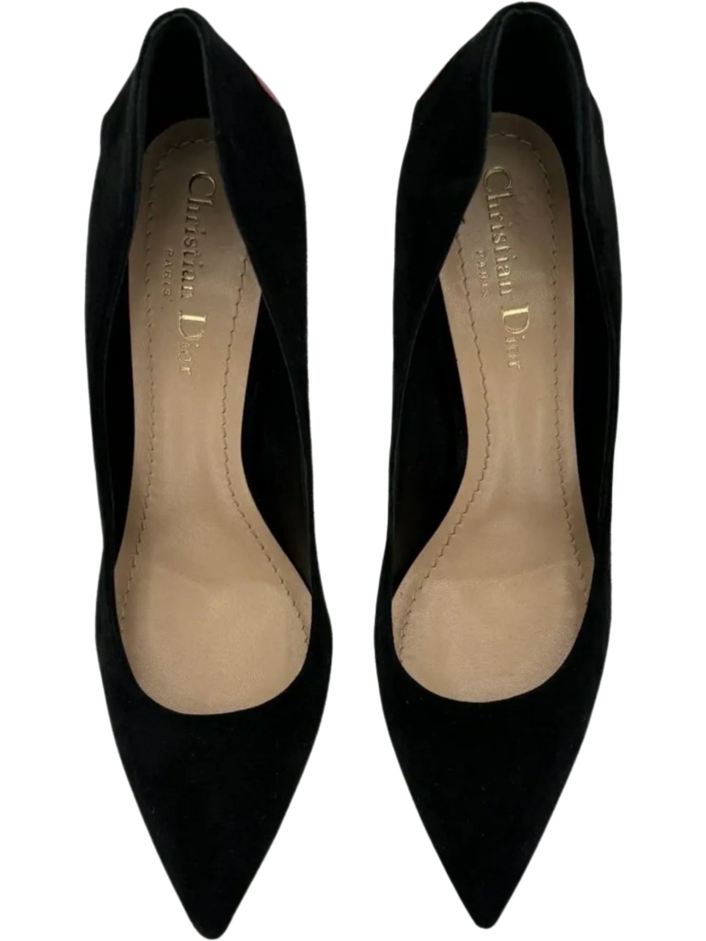 Dior "Dioramour" Heart adorned embroidered suede pumps Size 39