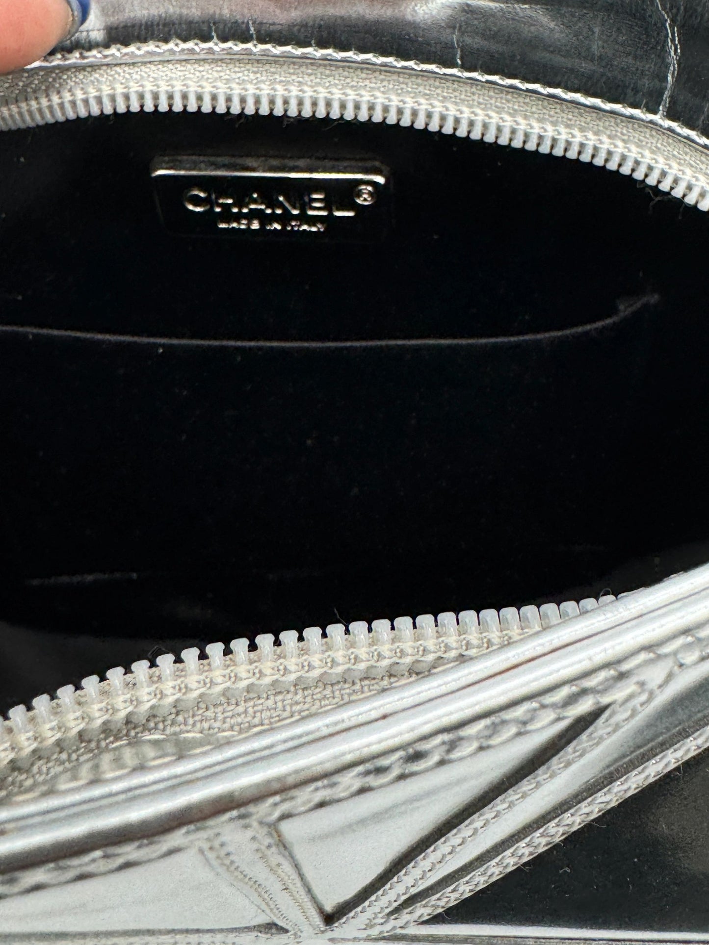 S/S 2012 Chanel Midnight Swim Silver Clutch in Patent Leather