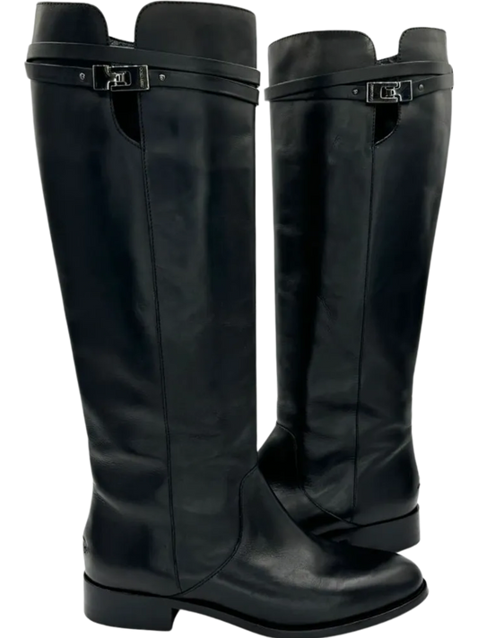 JIMMY CHOO Hyson Leather Riding Boots Size 39